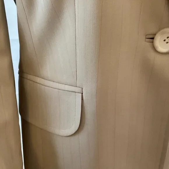 Ann Taylor Beige Pin-Striped 2-Piece Pant Suit / Size 6 / Class/Chic/Timeless - Picture 3 of 8